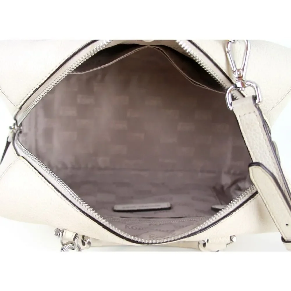 Michael Kors IVORY REAL LEATHER MEDIUM X-BODY SHOULDER BAG SATCHEL HANDBAG PURSE